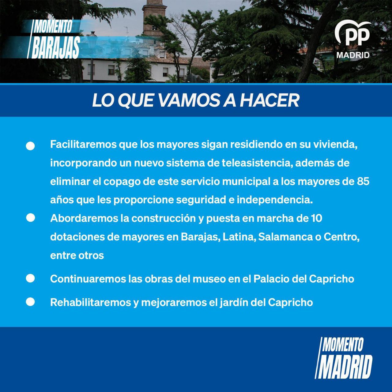 Compromisos electorales del PP en el distrito de Barajas.  