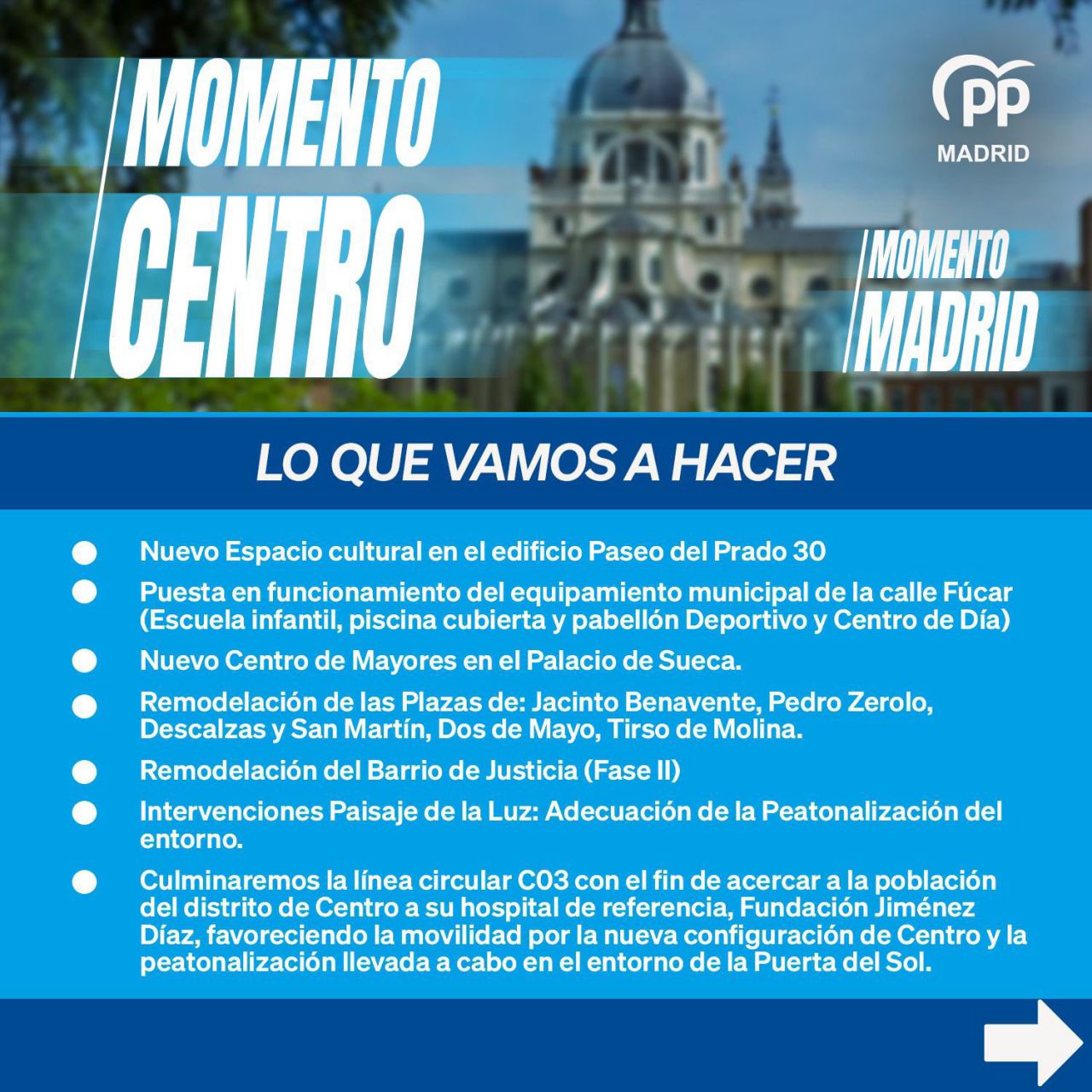 Compromisos electorales del PP en el distrito de Centro. 