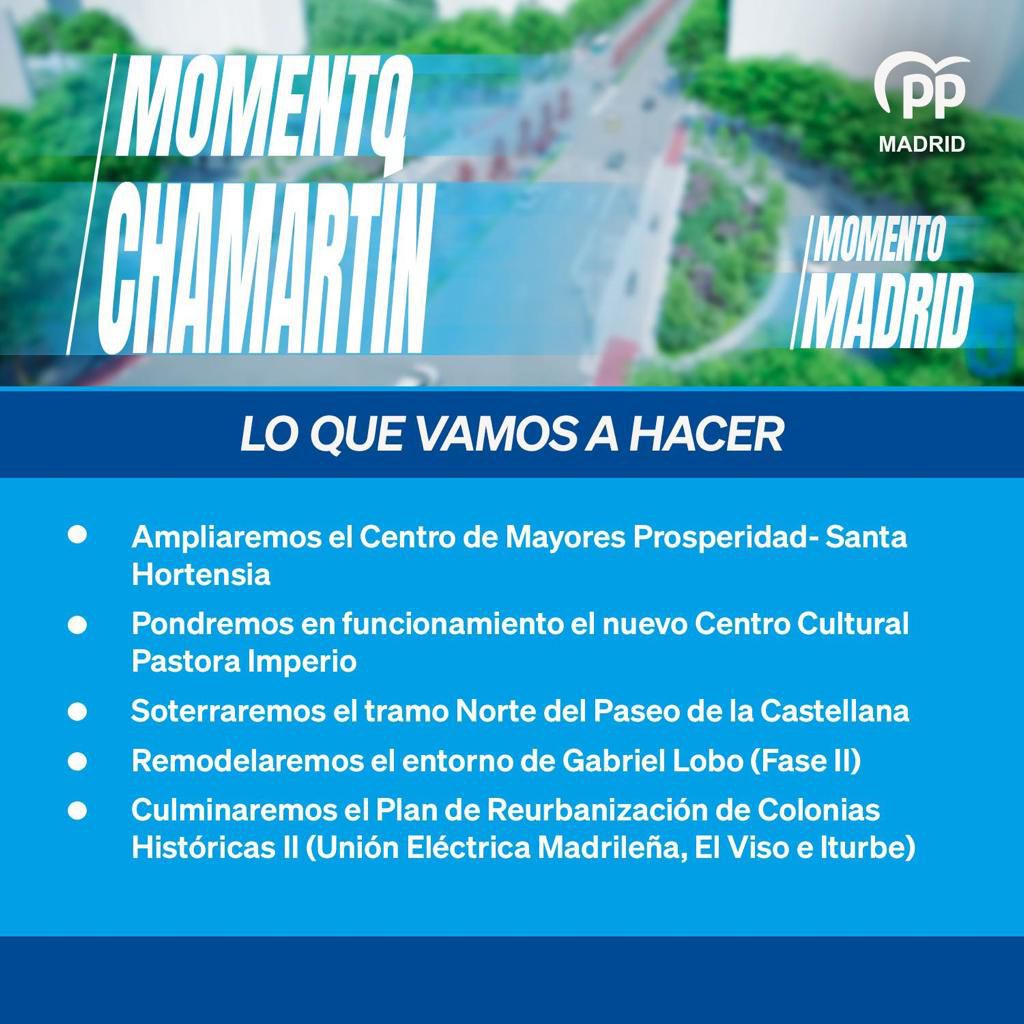 Compromisos electorales del PP en el distrito de Chamartín. 