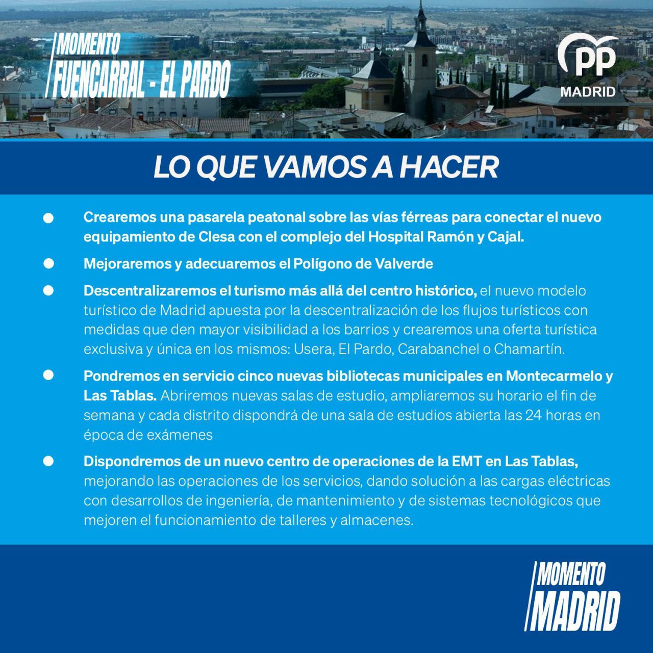 Compromisos electorales del PP en el distrito de Fuencarral-El Pardo. 