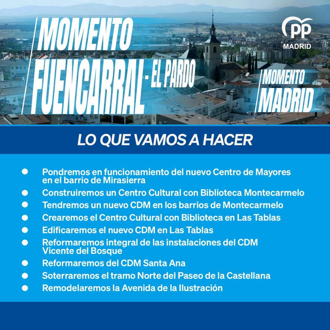 Compromisos electorales del PP en el distrito de Fuencarral-El Pardo. 