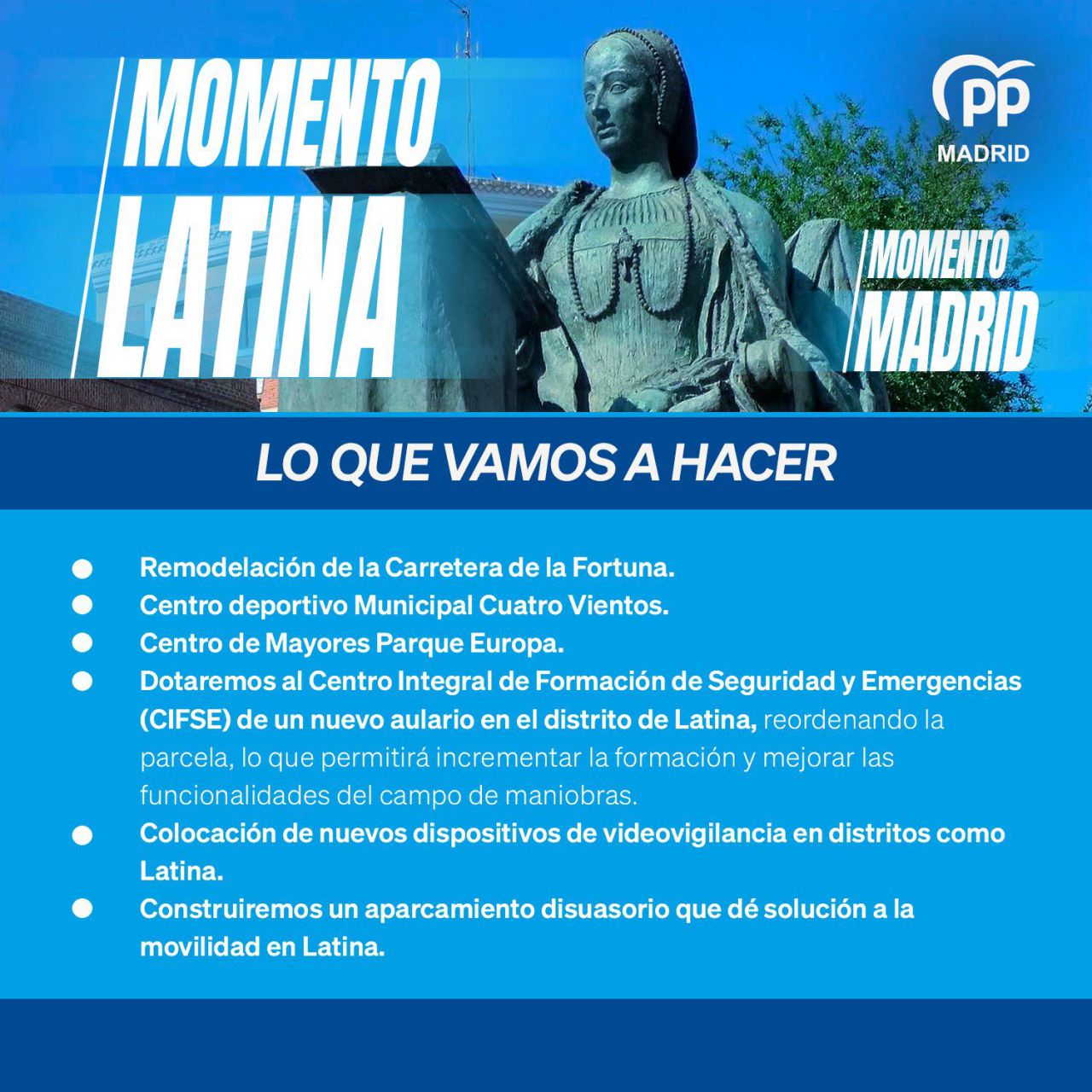 Compromisos electorales del PP en el distrito de Latina. 
