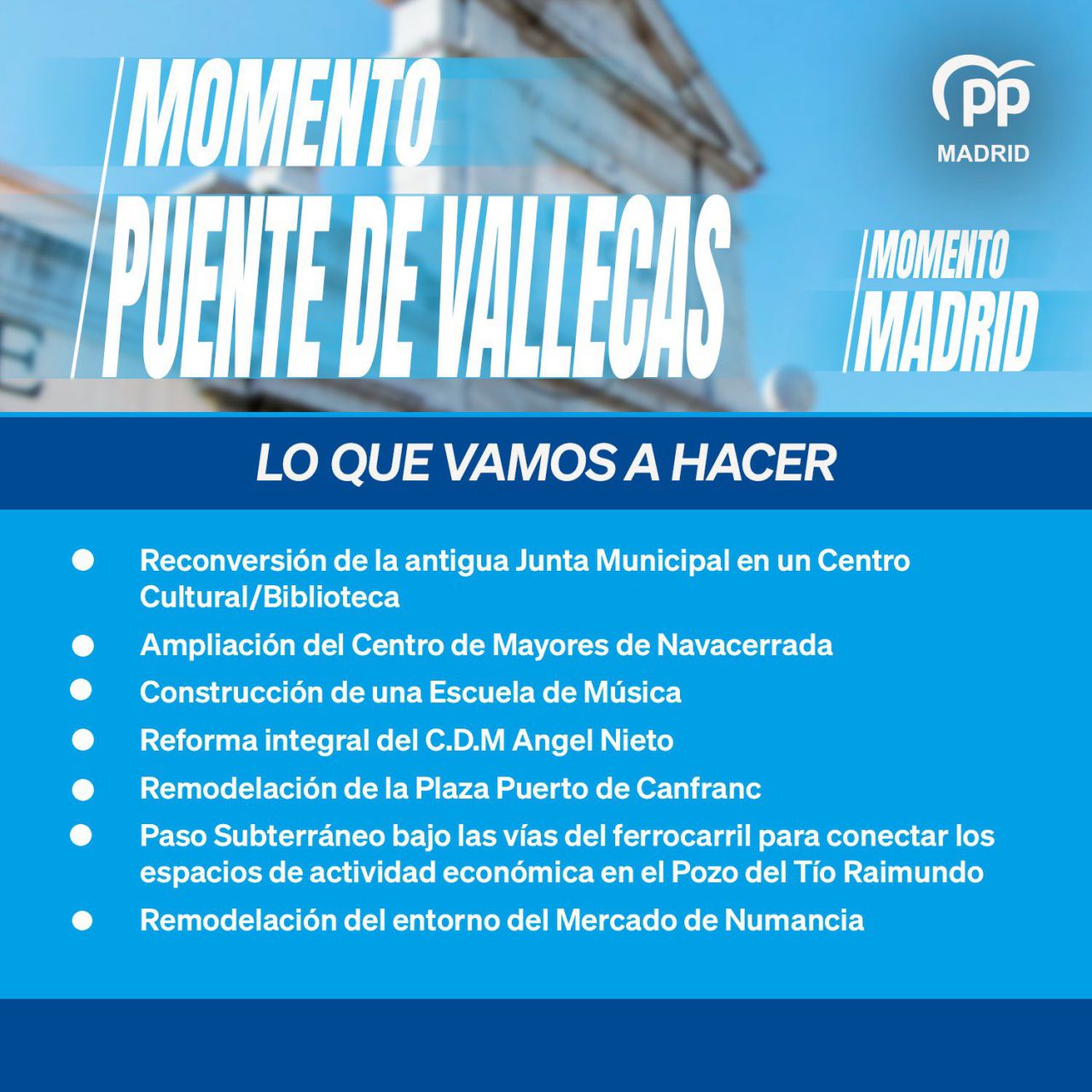 Compromisos electorales del PP en el distrito de Puente de Vallecas. 