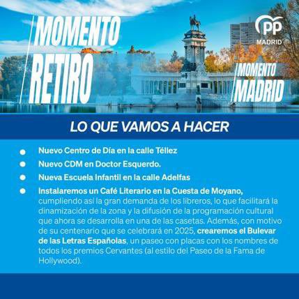 Compromisos electorales del PP en el distrito de Retiro. 