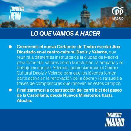 Compromisos electorales del PP en el distrito de Retiro. 