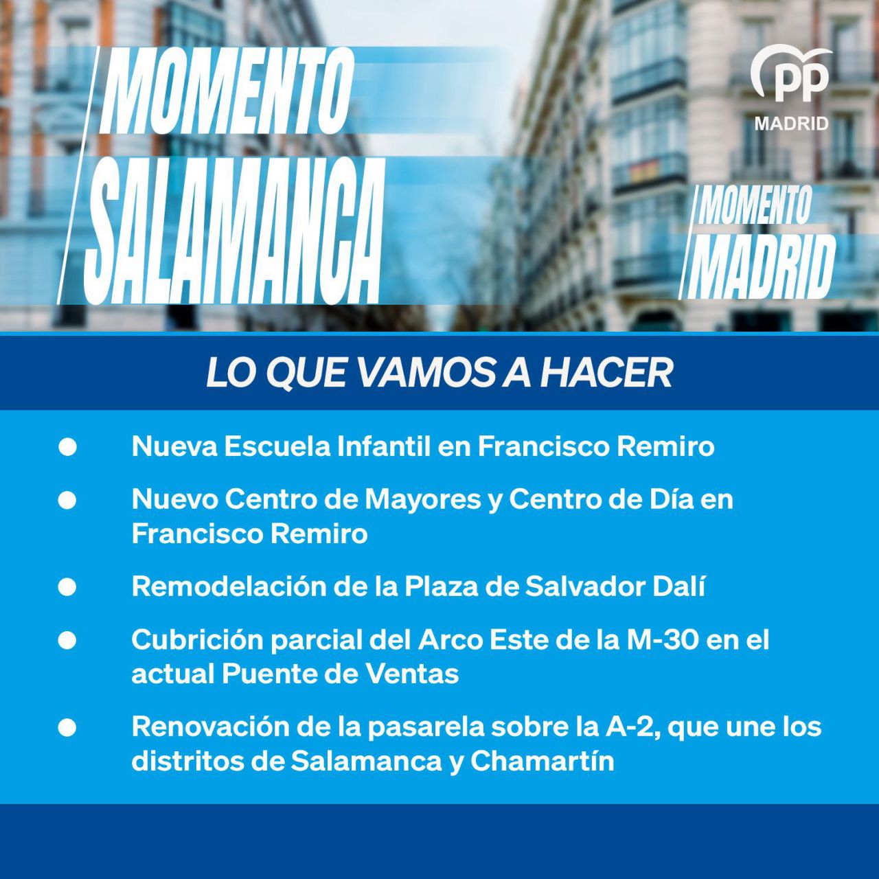 Compromisos electorales del PP en el distrito de Salamanca.