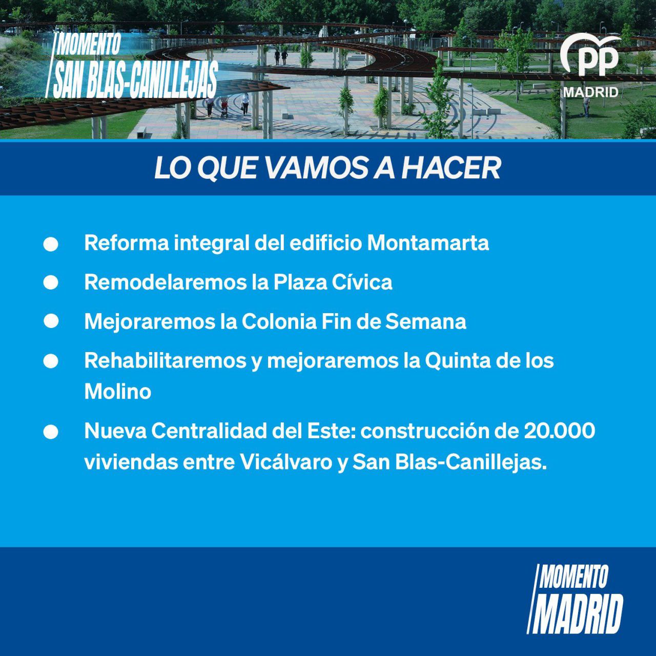 Compromisos electorales del PP en el distrito de San Blas. 