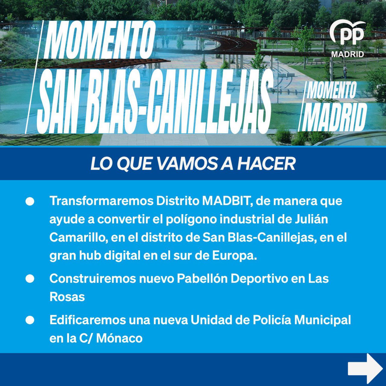 Compromisos electorales del PP en el distrito de San Blas. 