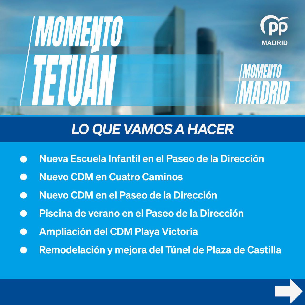 Compromisos electorales del PP en el distrito de Tetuán. 