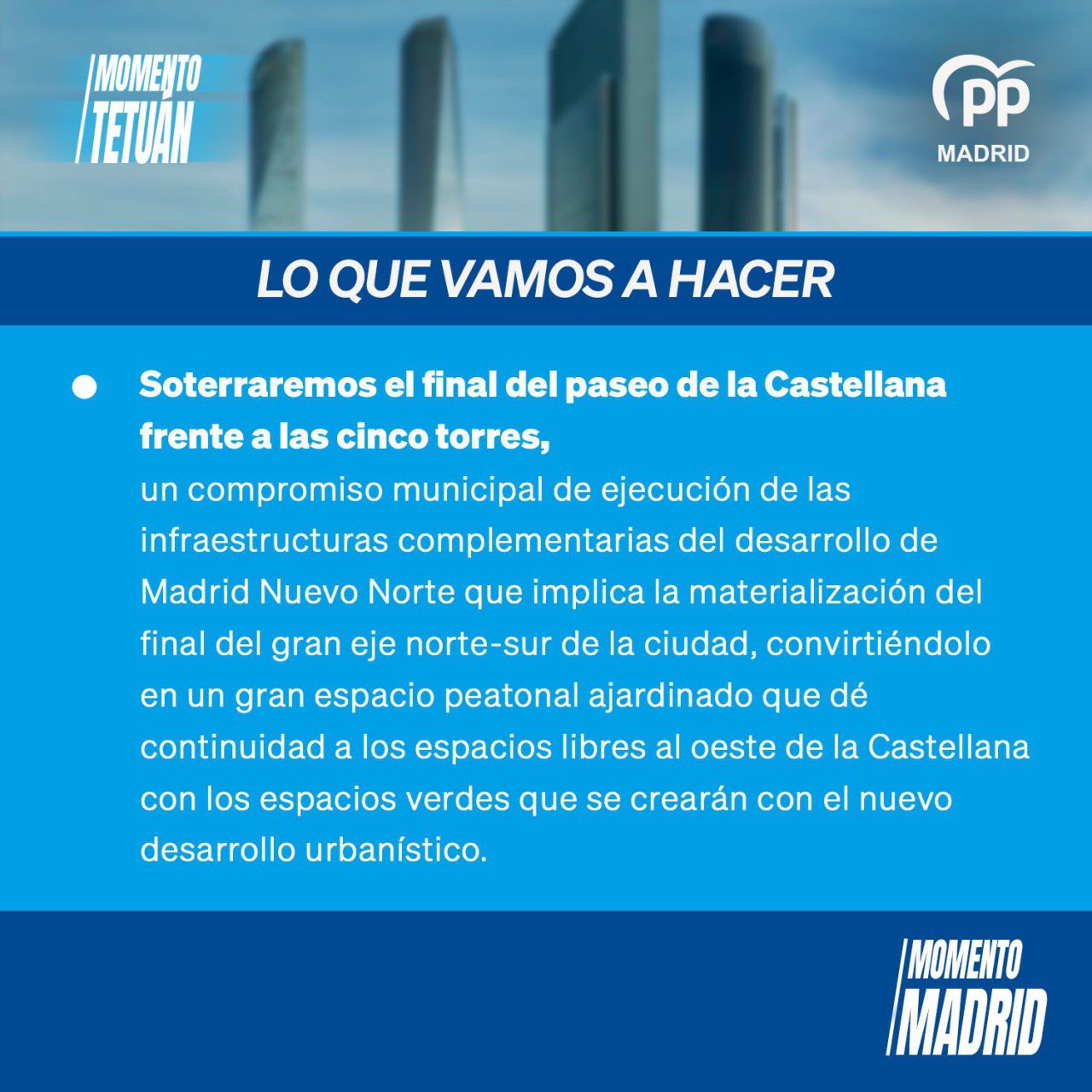 Compromisos electorales del PP en el distrito de Tetuán. 
