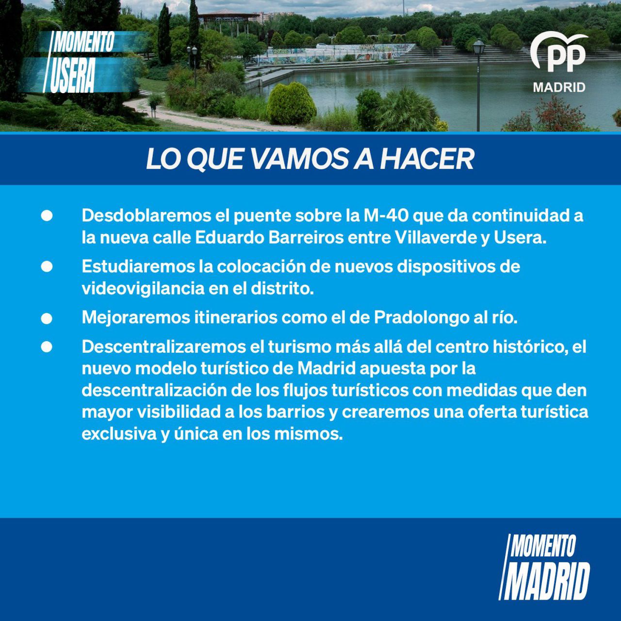 Compromisos electorales del PP en el distrito de Usera.