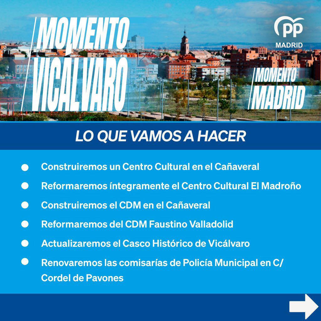 Compromisos electorales del PP en el distrito de Vicálvaro. 