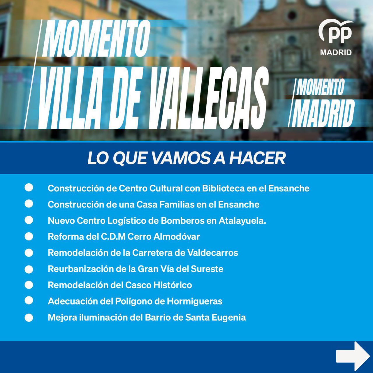 Compromisos electorales del PP en el distrito de Villa de Vallecas. 