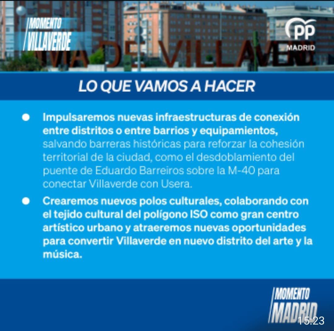 Compromisos electorales del PP en el distrito de Villaverde.