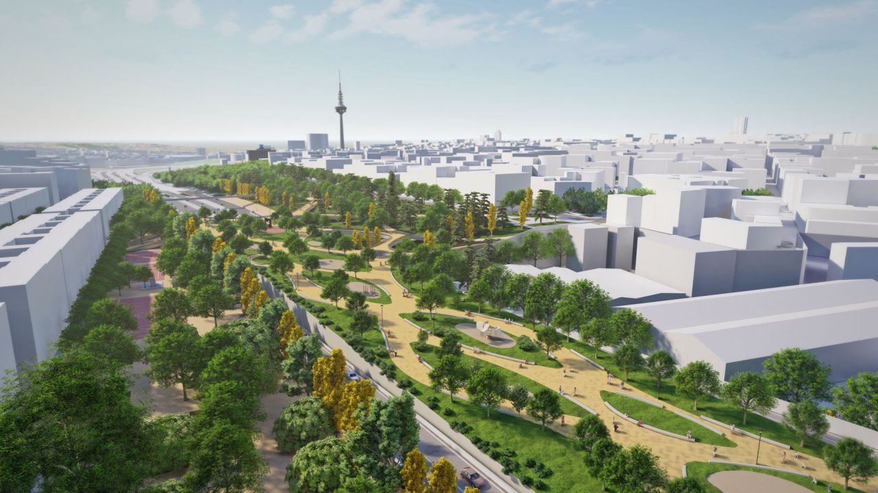 Render del cubrimiento  de Calle 30 en Ventas