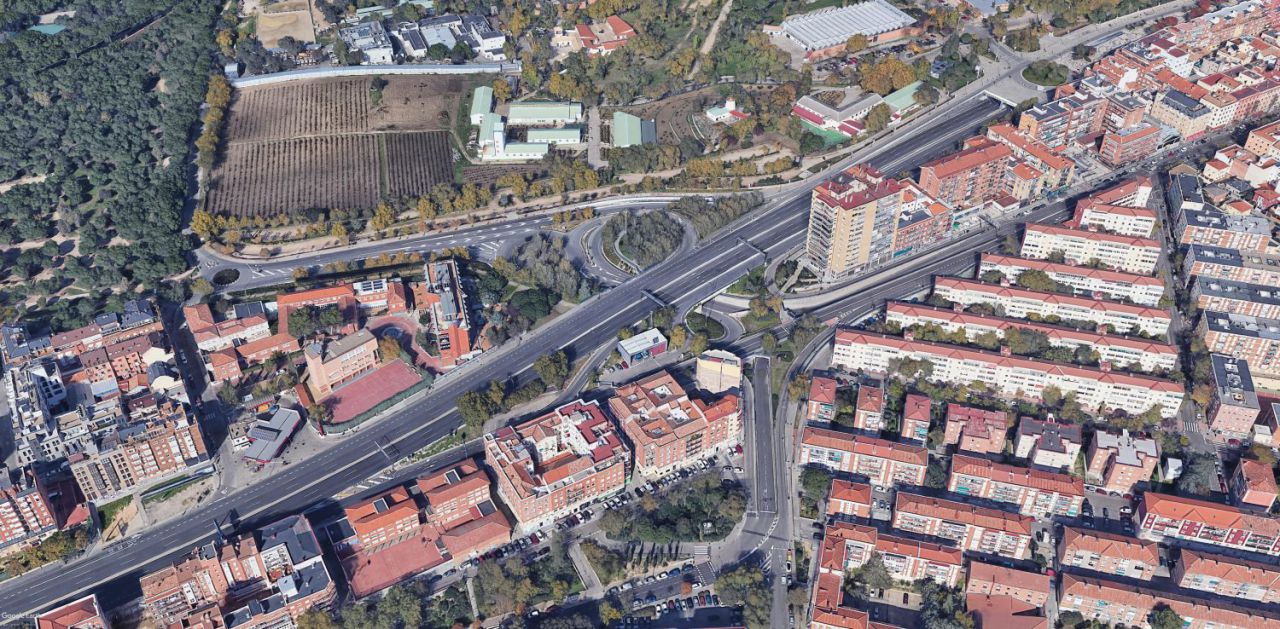Vista actual desde el aire de la zona del Parque de Atracciones