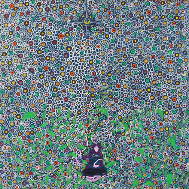 Las células del Ayahuasca. Filder Agustín Peña, 2011. Pintura. Acrílico sobre tela. Cortesía del artista y de la Colección Hochschild Correa.