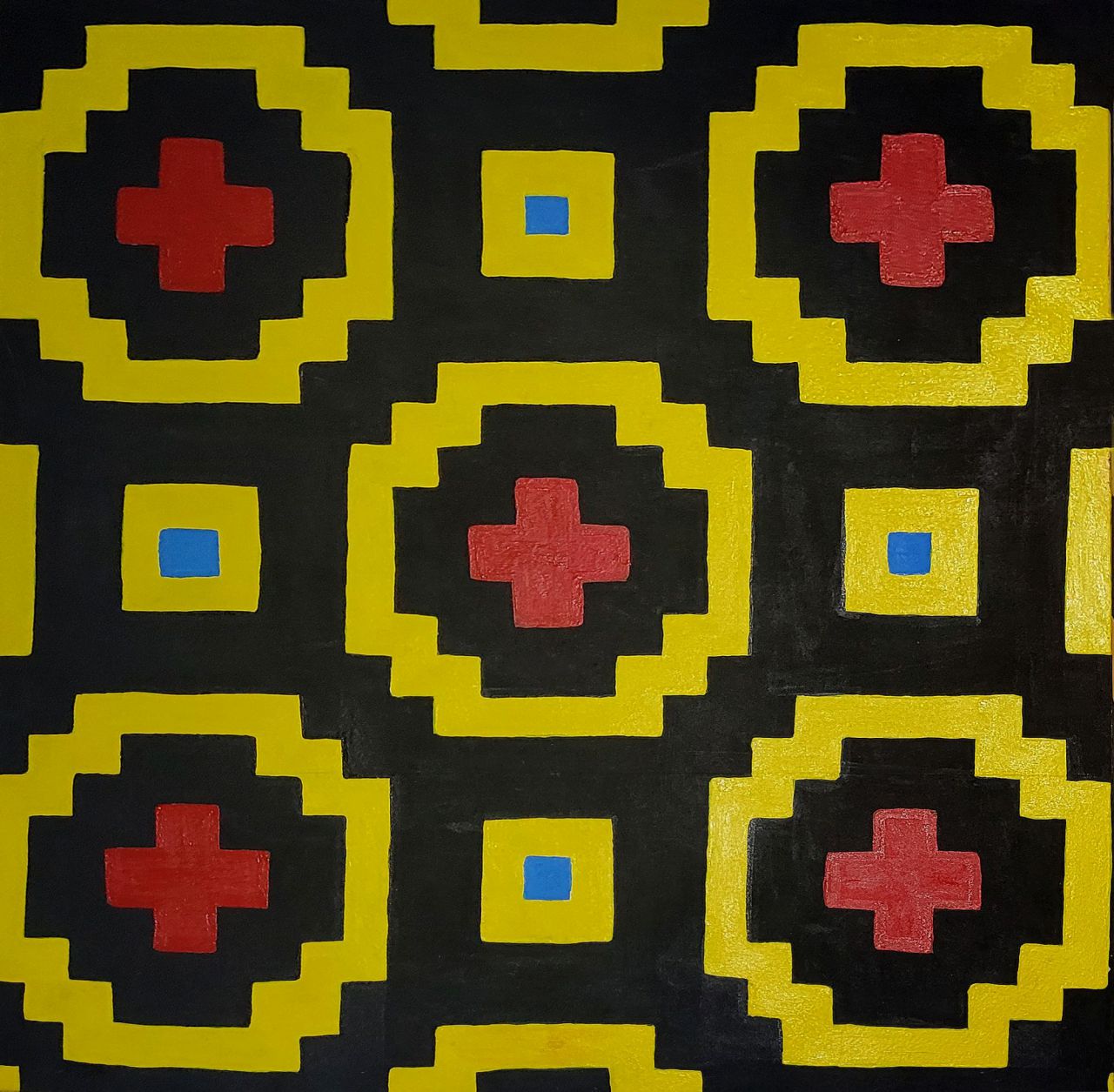 Serie Patrones de Kené III. Olinda Silvano, 2021. Pintura. Acrílico sobre lienzo. Cortesía de la artista y de la Colección
Hochschild Correa.