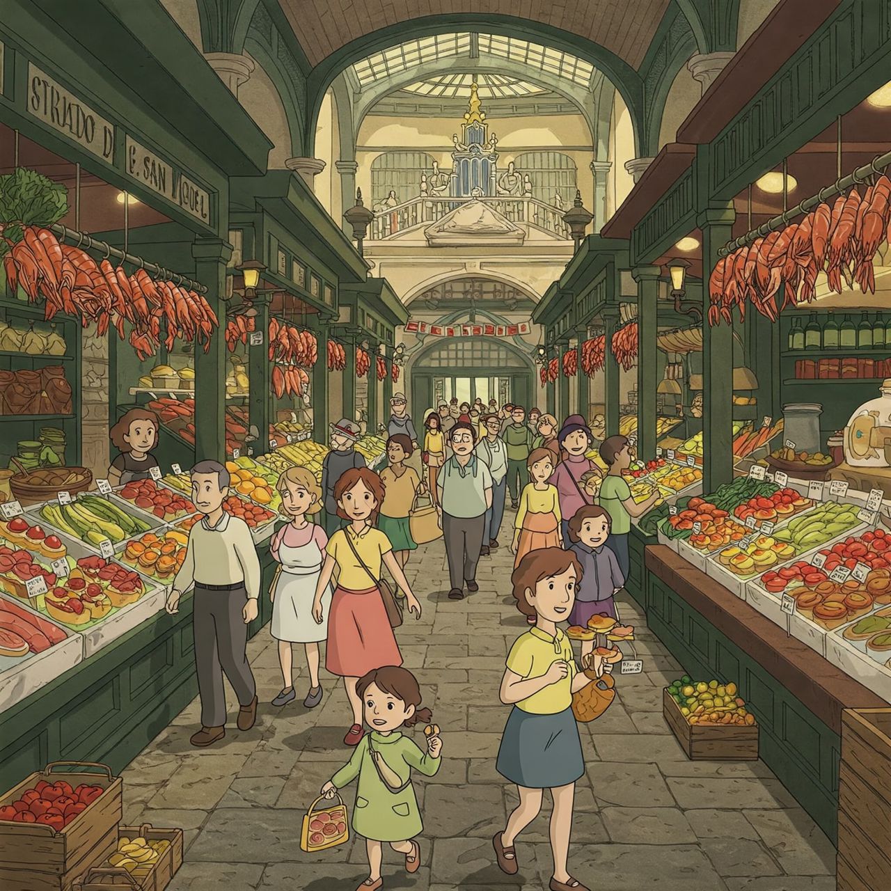 El Mercado de San Miguel si fuese un escenario de una película de Studio Ghibli, según la IA