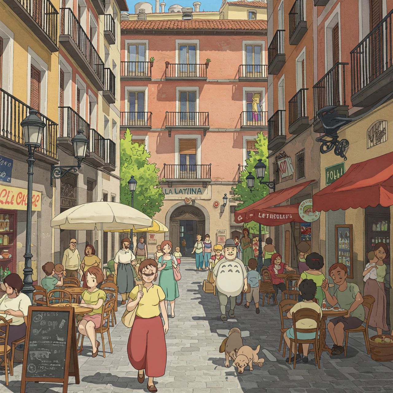 El barrio de La Latina si fuese un escenario de una película de Studio Ghibli, según la IA