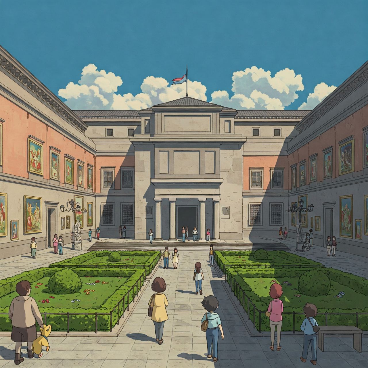 El Museo del Prado si fuese un escenario de una película de Studio Ghibli, según la IA