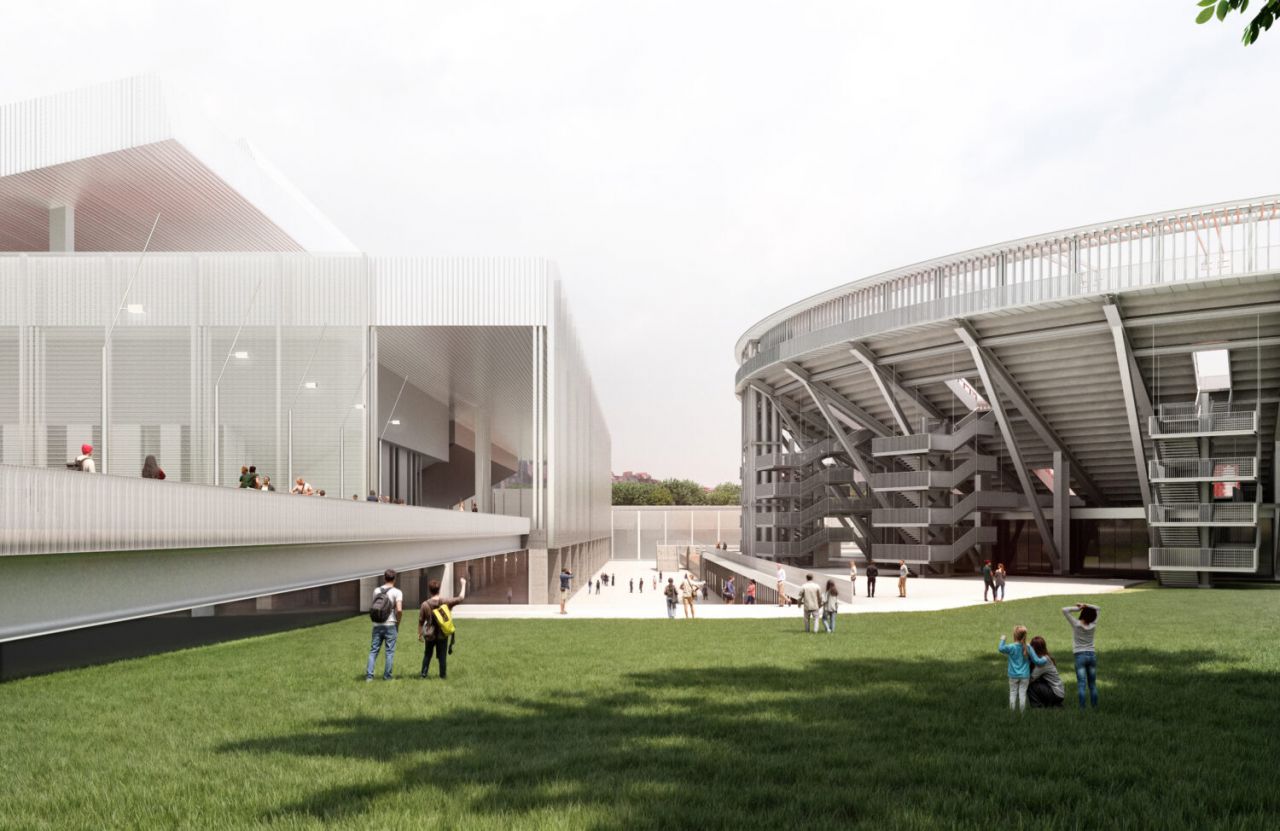 Infografía de cómo quedará el nuevo estadio de la Caja Mágica