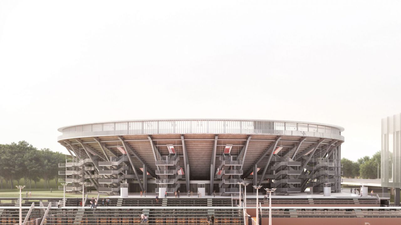Infografía de cómo quedará el nuevo estadio de la Caja Mágica