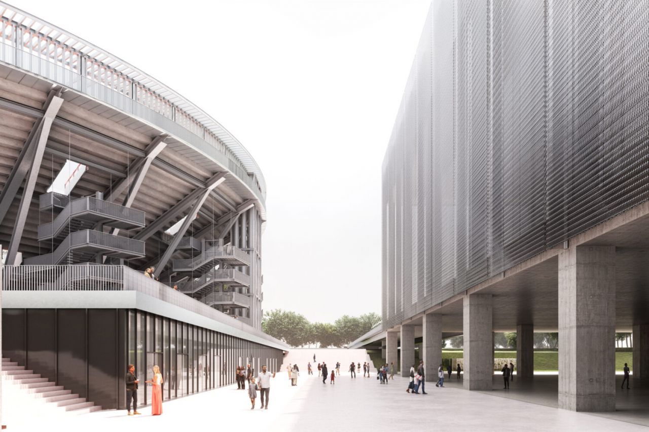 Infografía de cómo quedará el nuevo estadio de la Caja Mágica
