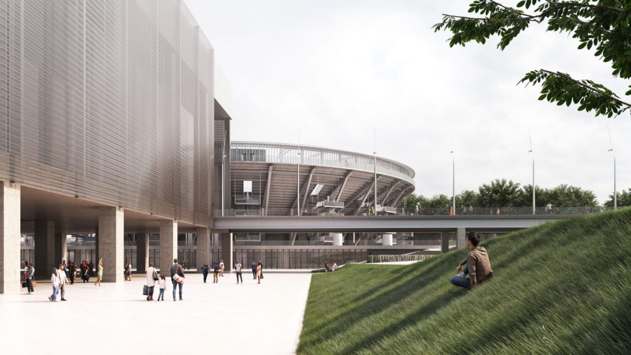 Infografía de cómo quedará el nuevo estadio de la Caja Mágica