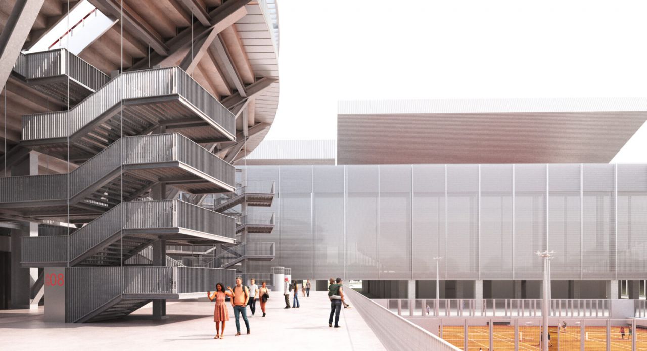 Infografía de cómo quedará el nuevo estadio de la Caja Mágica