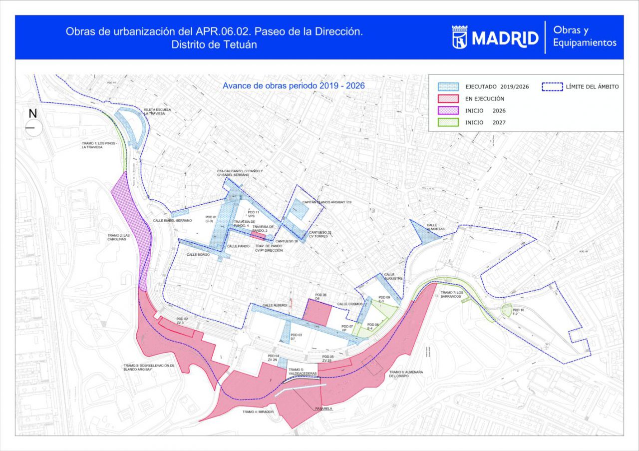 Plano de la nueva pasarela peatonal del parque de la Cornisa de Tetuán