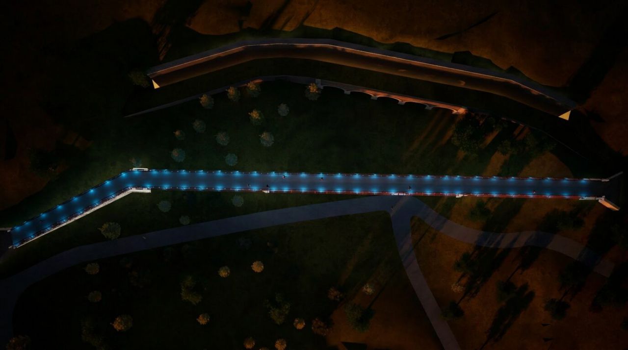 Recreación digital de la nueva pasarela peatonal del parque de la Cornisa de Tetuán