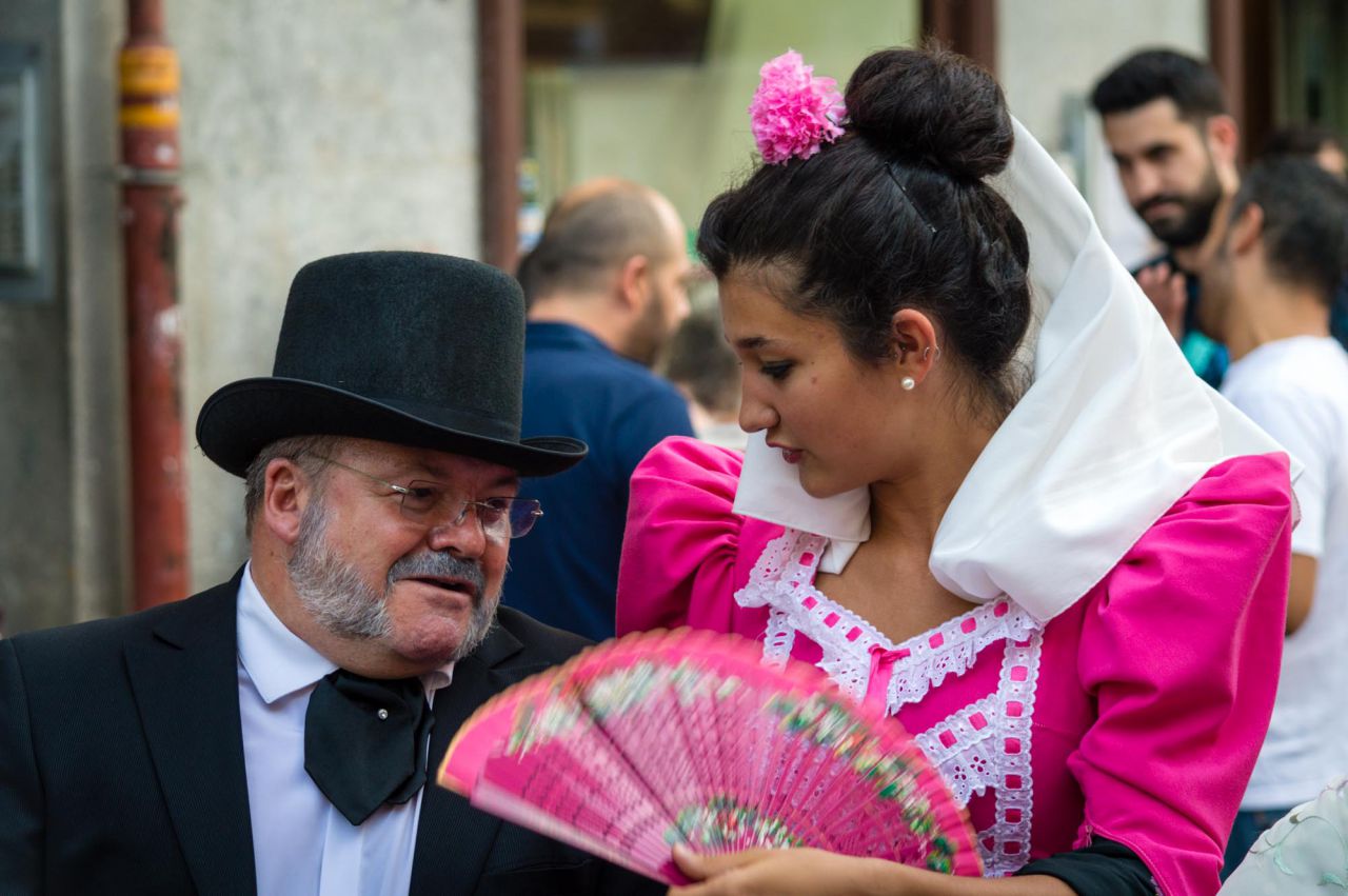Dos de los ganadores del concurso de personajes castizos, Susana y Don Hilarión.