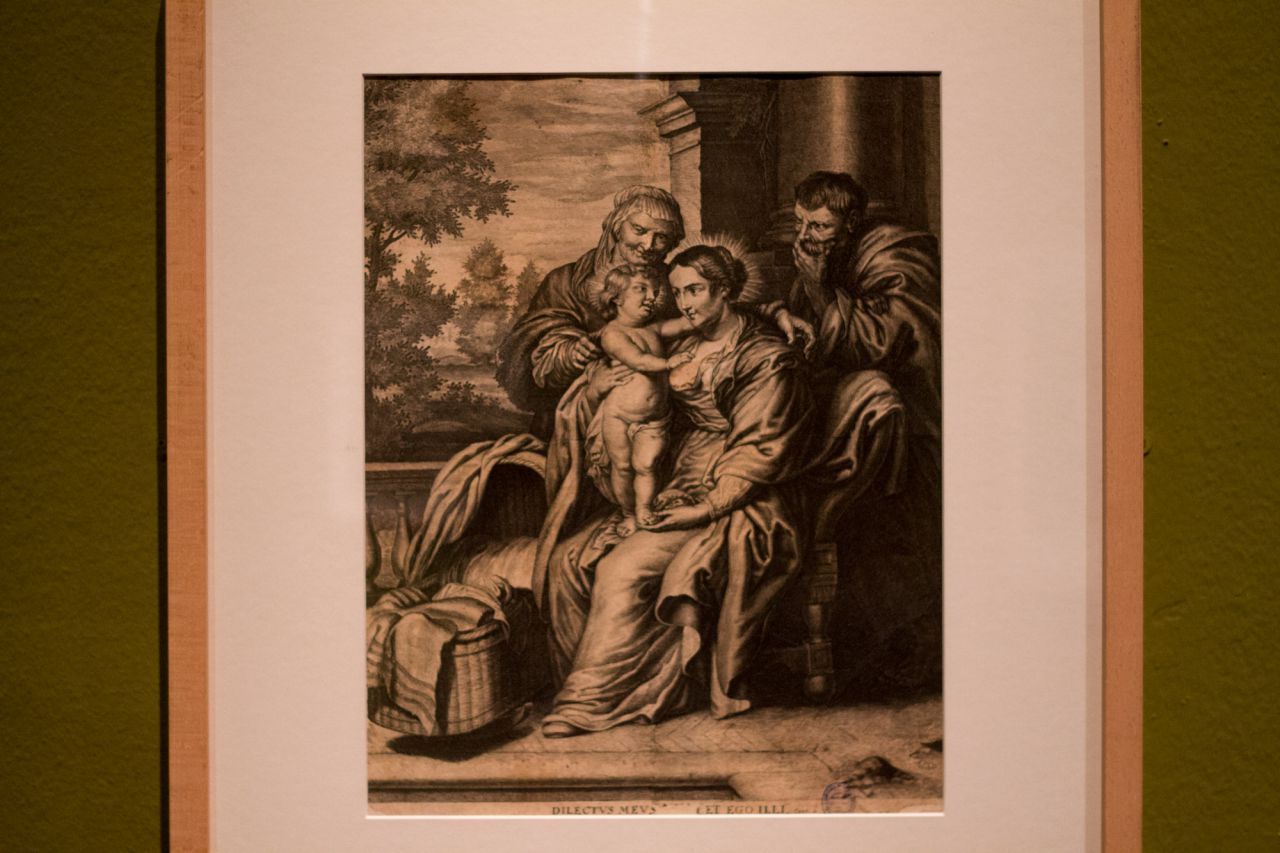 Grabado del cuadro de Rubens 'La Sagrada Familia con Santa Ana'.