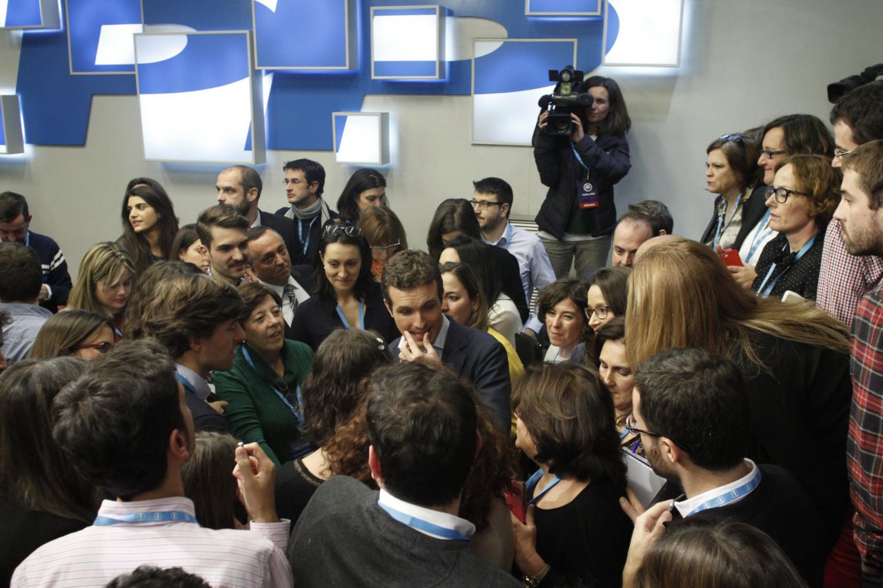 Interior de la sede de Partido Popular minutos antes del comienzo del escrutinio