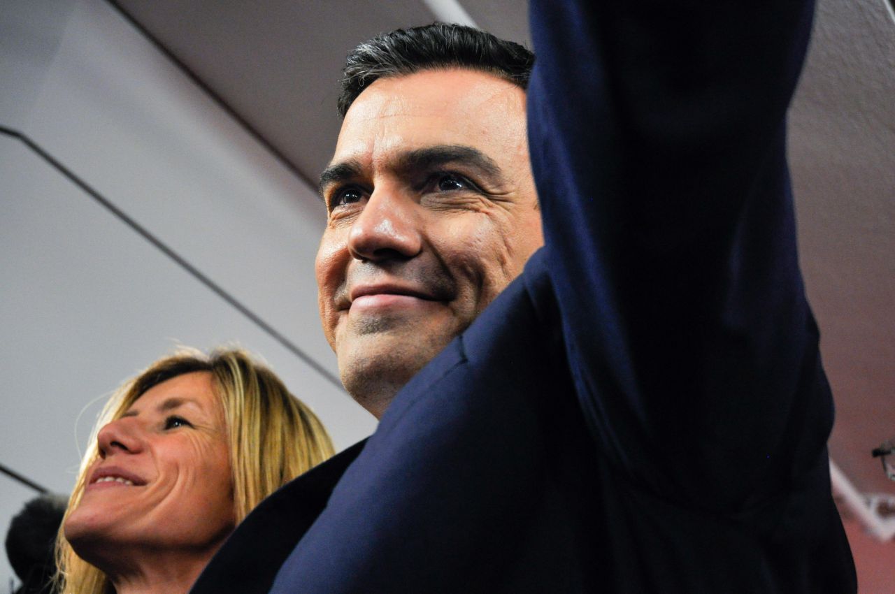 Pedro Sánchez, en la sede del PSOE