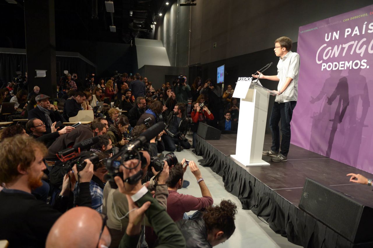 Íñigo Errejón hablando de los resultados electoras del 20 de diciembre