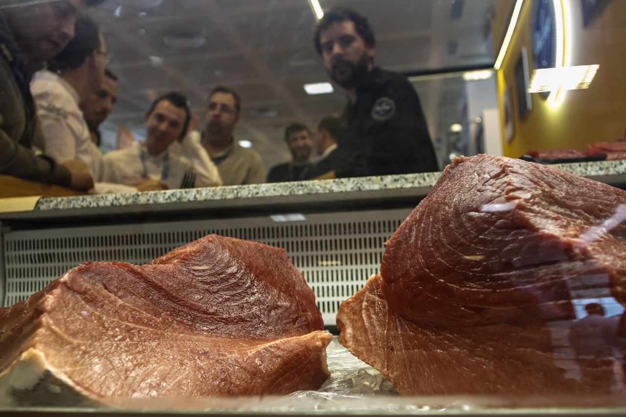 Lomos de atún para preparar sushi.