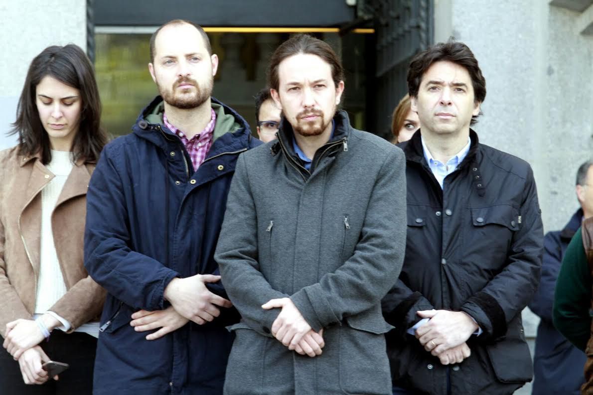 Pablo Iglesias,secretario general de Podemos, en el minuto de silencio