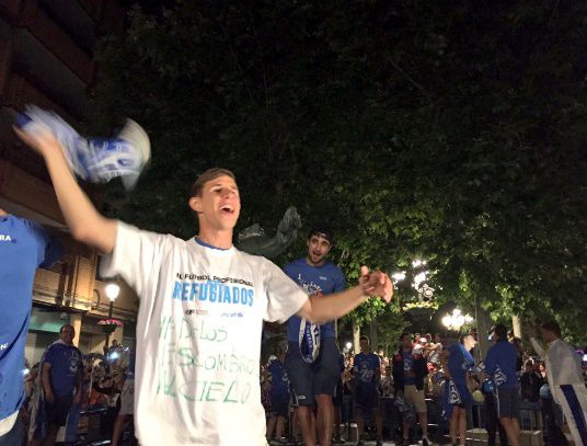 Los jugadores celebran el triunfo en Leganés