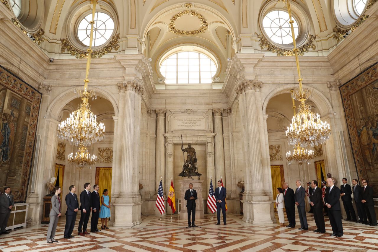 El rey comparece junto a Obama en el Palacio Real