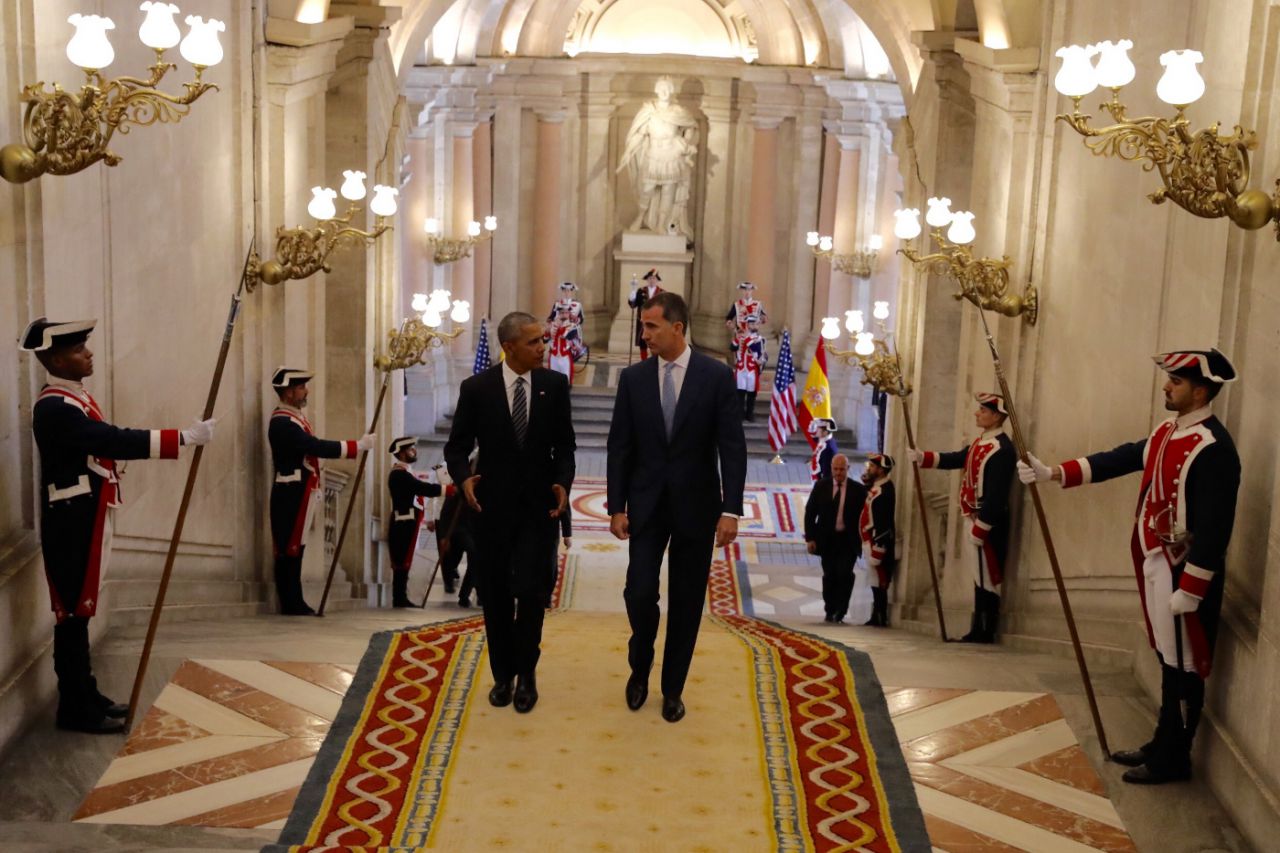 Obama y Felipe VI en el Palacio Real