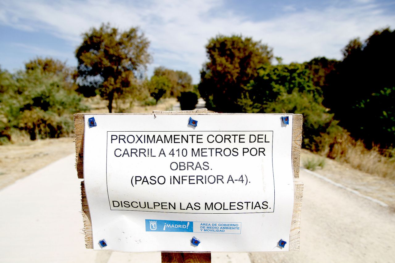 Aviso de obras en el Parque Lineal del Manzanares