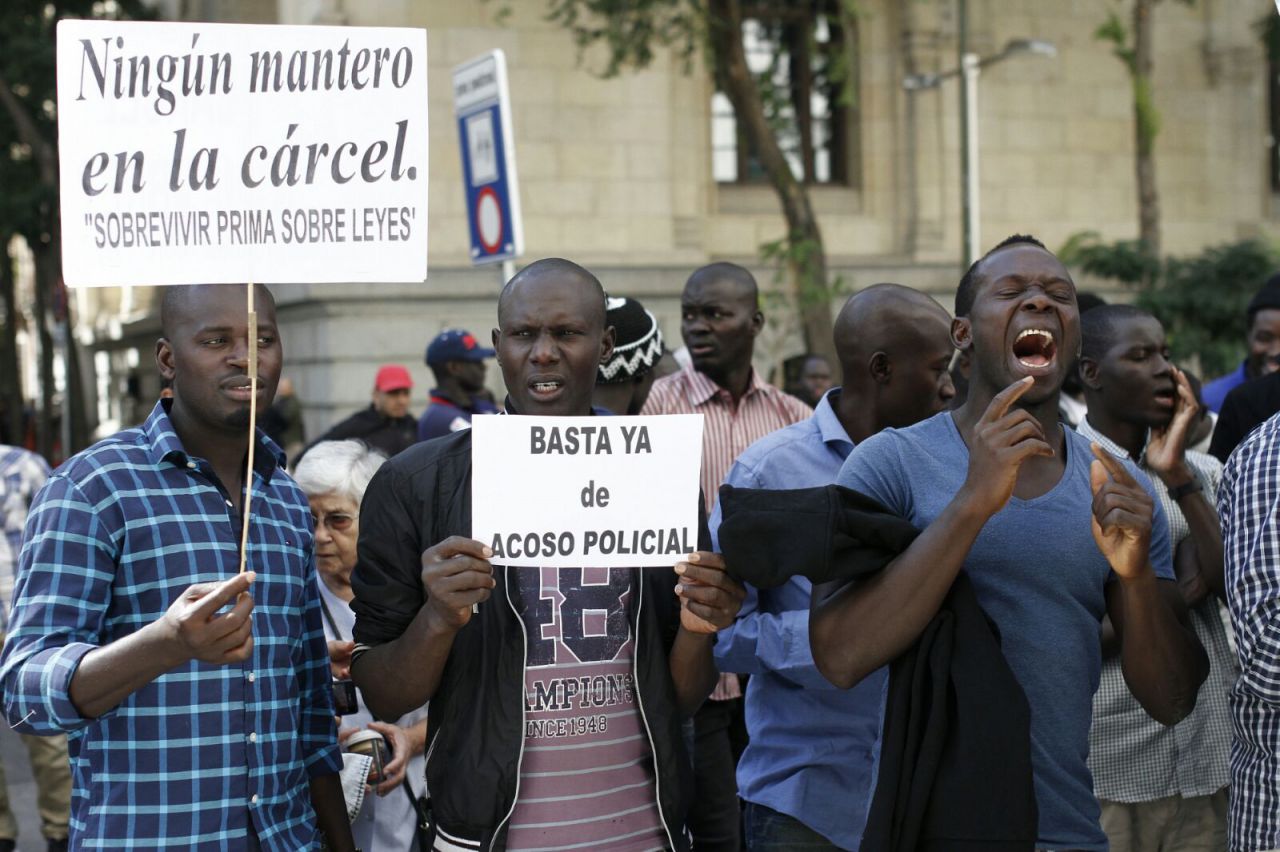 Concentración de manteros en Cibeles
