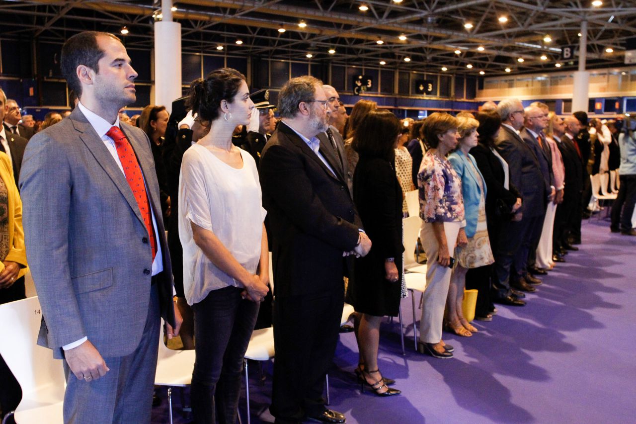 Ignacio Aguado, Rita Maestre y Javier Barbero, además otras autoridades del Ayuntamiento de MAdrid y de la Asamblea de Madrid, durante el Día de la Policía Nacional.