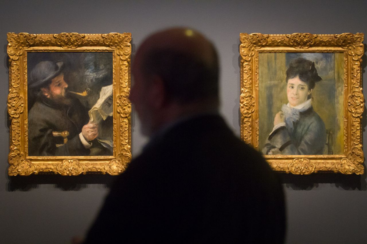 Claude Monet leyendo   1873 Óleo sobre lienzo. 61,7 × 50 cm París, Musée Marmottan Monet y Retrato de la mujer de Monet   1873 Óleo sobre lienzo. 58 × 48,5 cm París, Musée Marmottan Monet.