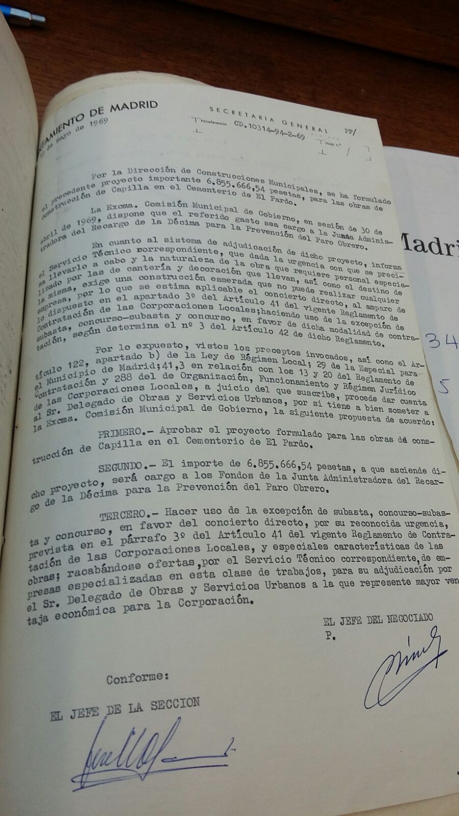 Documentos del proyecto de construcción de la capilla-cripta del cementerio de Mingorrubio