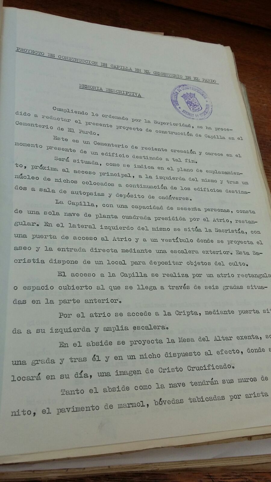 Documentos del proyecto de construcción de la capilla-cripta del cementerio de Mingorrubio