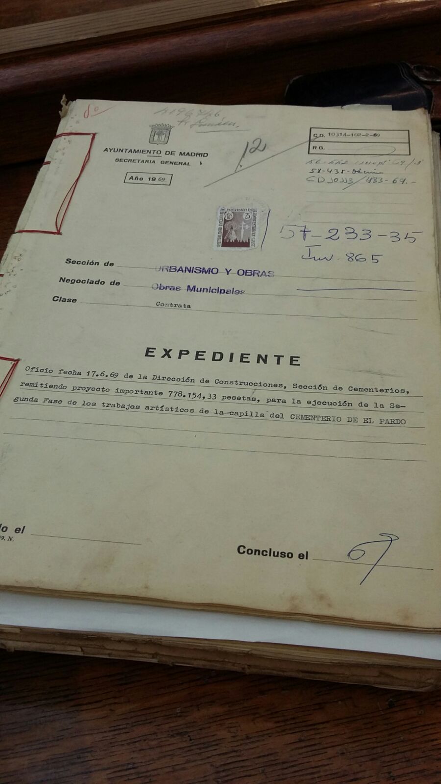 Documentos del proyecto de construcción de la capilla-cripta del cementerio de Mingorrubio
