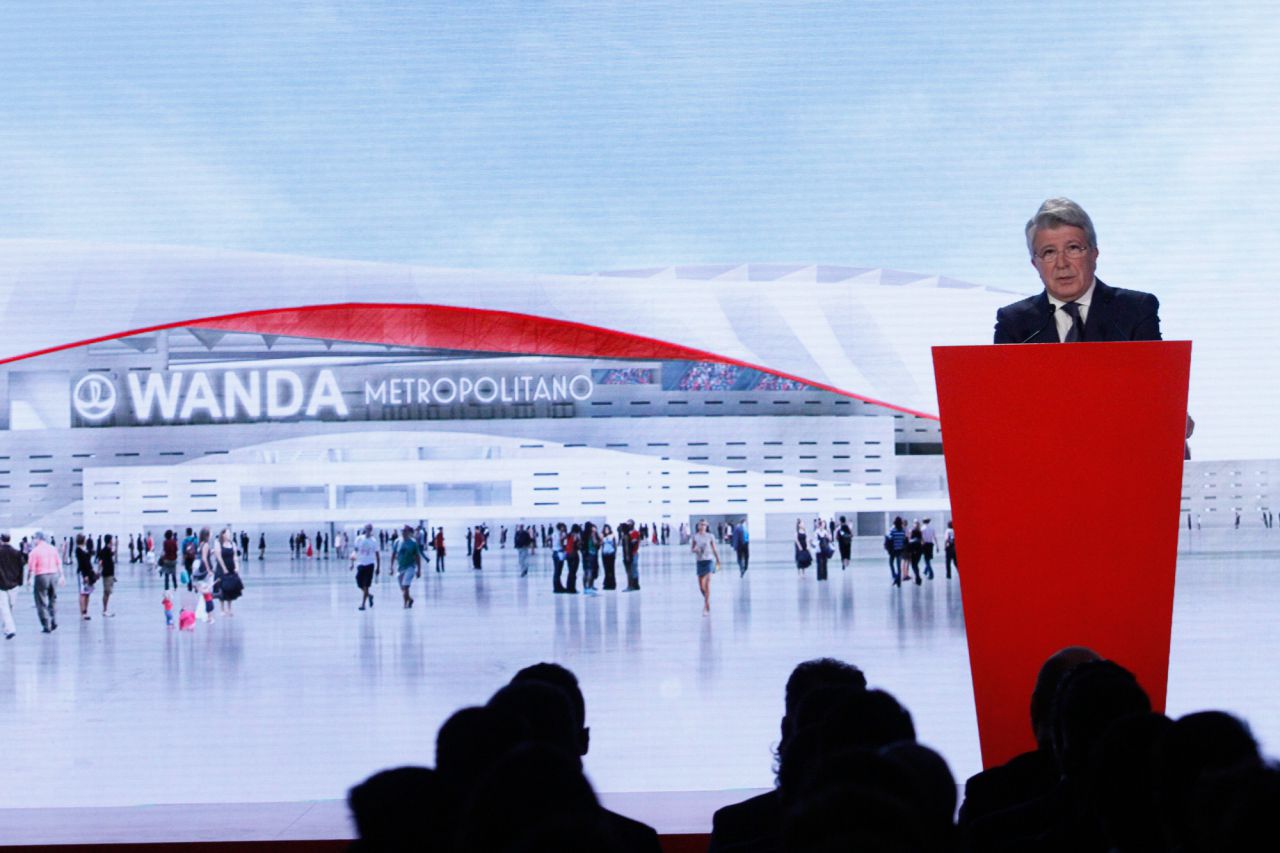 Enrique Cerezo, presidente del Atlético de Madrid, durante la presentación.